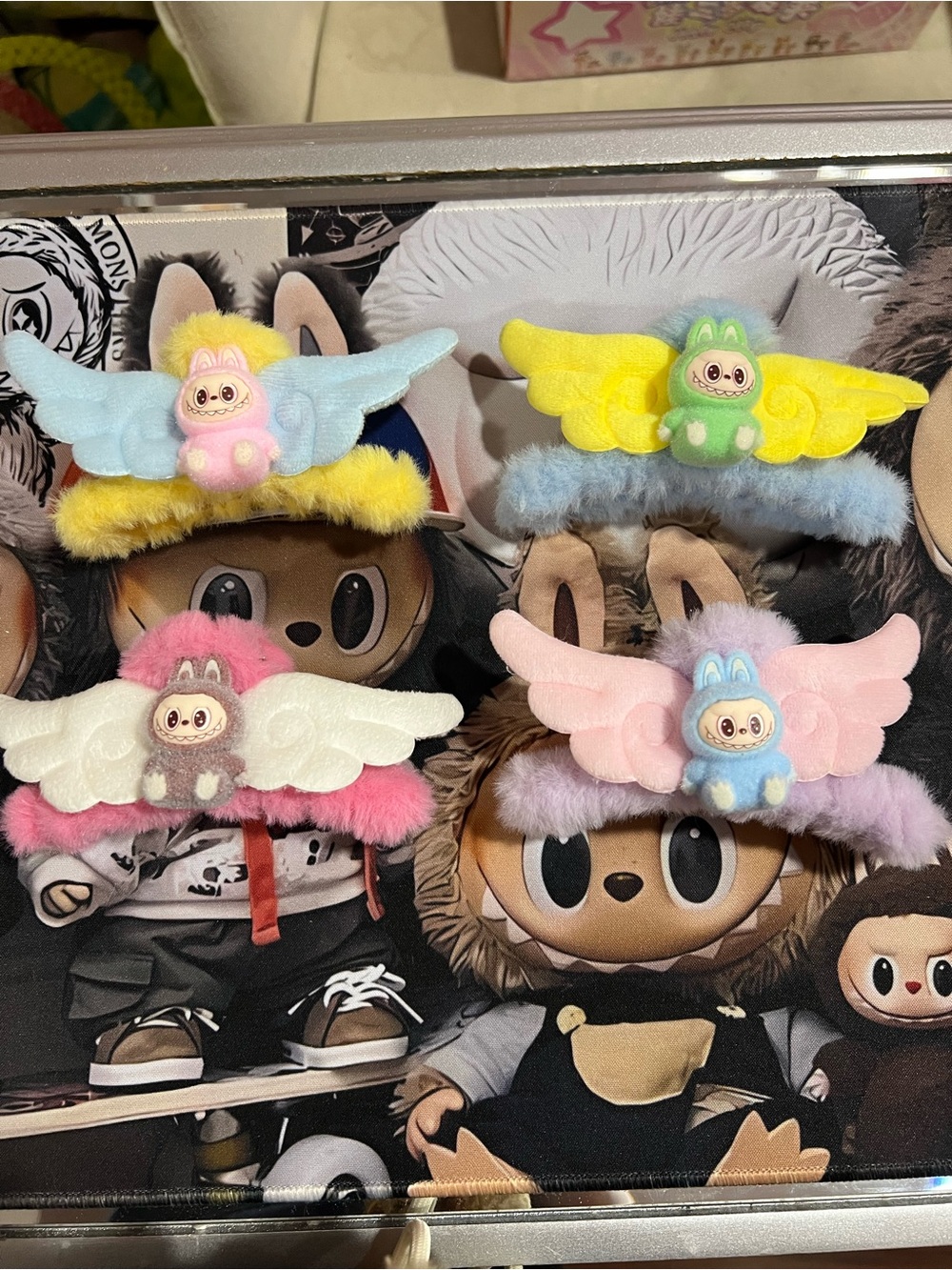 Plush Winged Hair clip  - Multicolor Cute Character bundle of 4